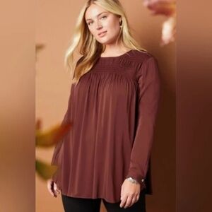 J. Jill Satin Smocked A-Line Top (3X)